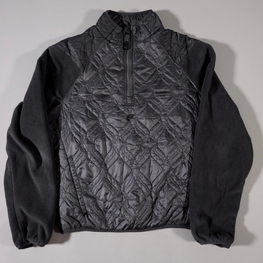 Fabletics Quilted‎ Fleece Pullover Womens Medium Black Quarter Zip Hybrid Jacket